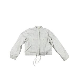 Magaschoni‎ Linen Blend Jacket Drawstring Waist Button Up Pockets Large Summer